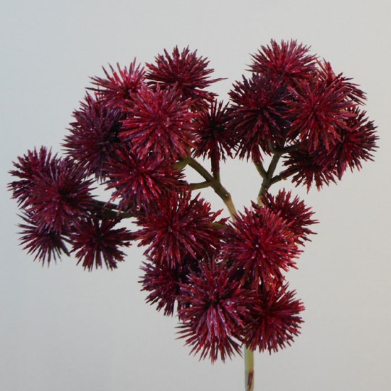 Artificial Echinops Thistle Spray Burgundy 40cm Artificial Flowers